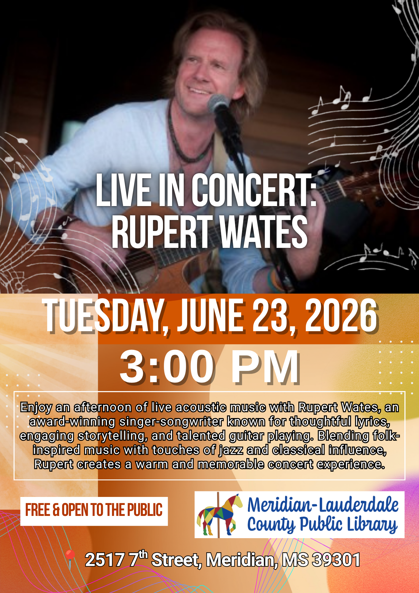 Live in Concert Rupert Wates – Intimate Folk Evening